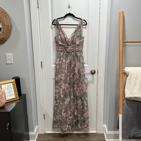 Amsale Floral Print Silk Chiffon Gown - Picture 1 of 9